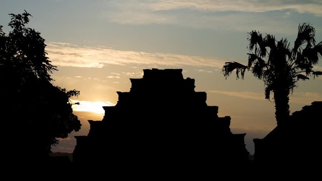 Pyramid of the Niches at El Tajin archeological site,Time Lapse at Sunrise, UNESCO world heritage in Mexico