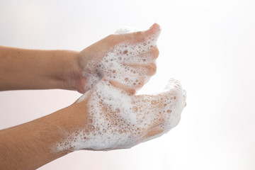 hand wash with plenty of soap