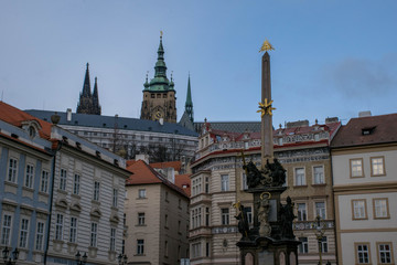 Fototapeta na wymiar Monument, old town and St. Vitus cathedral, Prague