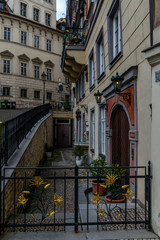 Fototapeta na wymiar Pretty small empty old Prague street