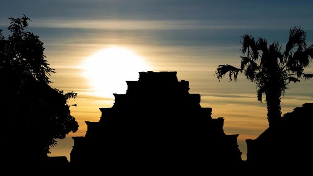 Pyramid of the Niches: Time Lapse at Sunset, El Tajin archeological site, Mexico