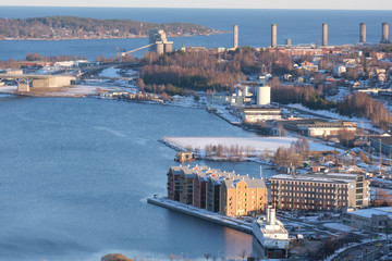The port of Sundsvall photographed from high altitude