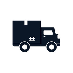 Isolated delivery box over truck silhouette style icon vector design