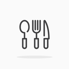 Cutlery icon in line style. Editable stroke.