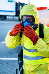 safety of people - protective suit - cleaning the city