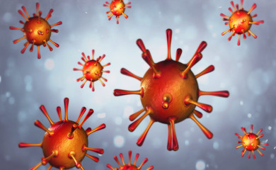 Virus cells, bacteria visualization of a disease. (3D rendering)