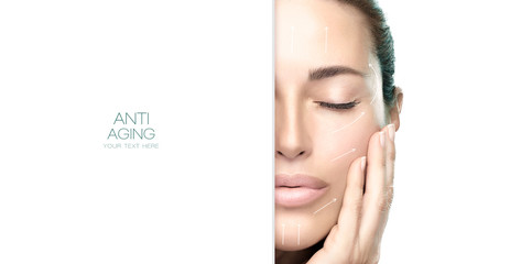 Surgery and Anti Aging Concept. Beauty Face Spa Woman. Cosmetology and Skincare