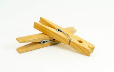 two wood clothespins close up