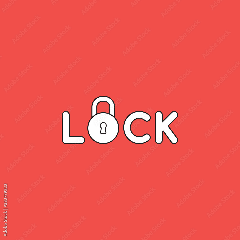 Poster vector icon concept of lock text with closed padlock.