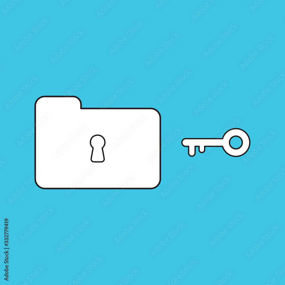 Aufkleber vector icon concept of closed folder and keyhole with key.