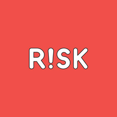 Vector icon concept of risk text with exclamation mark.