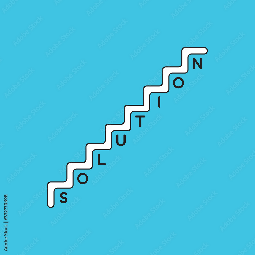 Poster vector icon concept of stairs with solution word with one letter per step.