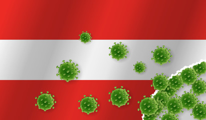 Flag of Austria with outbreak virus. Epidemic or Pandemic coronavirus, sars, mers,  influenza...