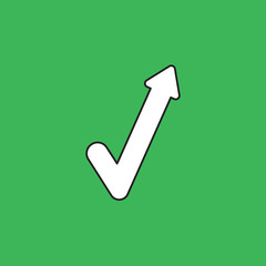 Vector icon concept of check mark with arrow pointing up.