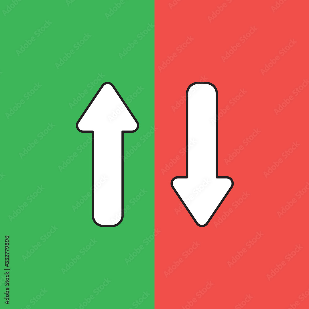 Aufkleber vector icon concept of two arrows pointing up and down.