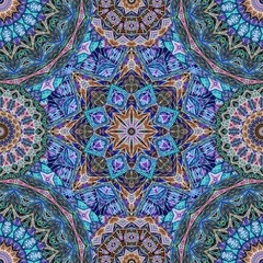 Seamless pattern with mandalas in oriental style. Print for fabric, textile, wrapping paper, wallpaper. Ethnic motifs. Ornamental background.