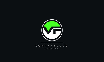 Circular VF alphabet letter icon logo design 