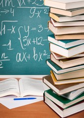 Stack of books, education and learning background