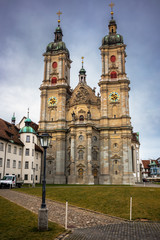 Fototapeta na wymiar Church on main square in St Gallen, town in Switzerland