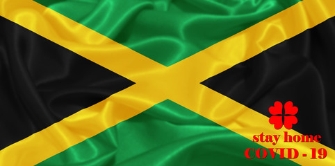 Stay Home . Coronavirus epidemic, word COVID-19. COVID-19 infection concept. Jamaica