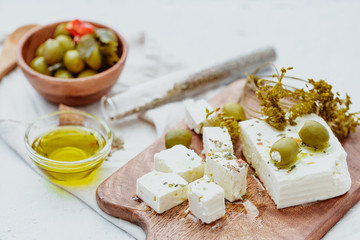 Fresh feta cheese with herbs