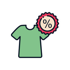 tshirt and sale stamp line fill style icon vector design
