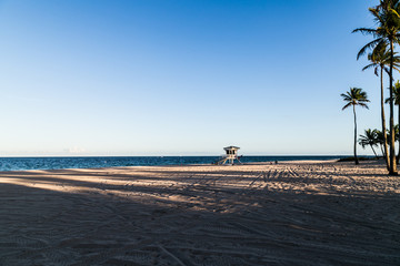 Empty Florida beach after mayors announce beach closures because of coronavirus concerns,  Fort Lauderdale, Florida. 