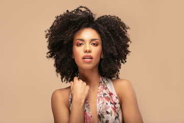 Beauty portrait of afro woman. - obrazy, fototapety, plakaty