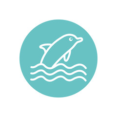 Isolated dolphin line block style icon vector design