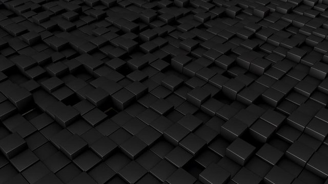Seamless loop of abstract black cube background animation. 4K resolution 3D render.
