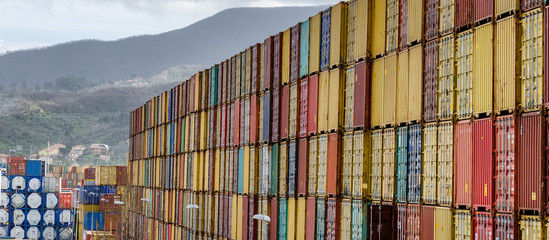 Lot's of cargo freight containers near a Port © jovannig