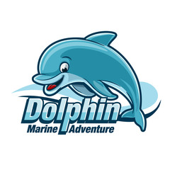 logo dolphin swimming in the sea © mollicart