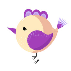 Cute bird. Vector cartoon illustration. Hand drawn. T-shirt print design. Baby shower card