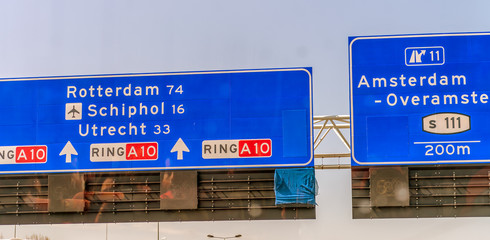 Amsterdam. City streets signs and directions