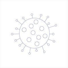 Icon of covid-19 molecule in centre of circles on blue tones. Illustration for news column, for banner or poster or textile