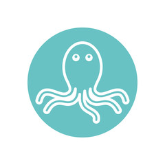 Isolated octopus line block style icon vector design