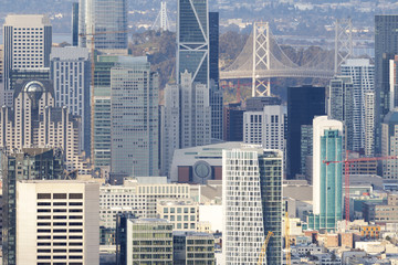 Obraz premium San Francisco Downtown Details. Crowded Skyline from Twin Peaks on a Clear Afternoon.