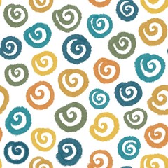 Abstract seamless pattern with colorful spiral shells.