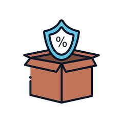 Isolated delivery box and sale shield line fill style icon vector design