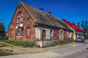 Old brick house in Krolewo village within Slawno County near Baltic Sea coast, Poland