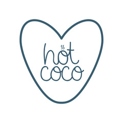 Isolated heart and hot coco text line style icon vector design