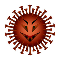Coronavirus virus vector isolated on white. Bacteria Icon.