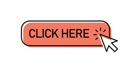 Click here button with arrow pointer clicking. Cursor pointer.