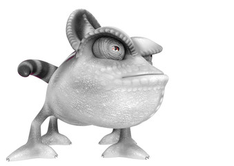chameleon cartoon is so mean in a white background side view © DM7