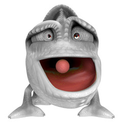 chameleon cartoon is worried in a white background © DM7