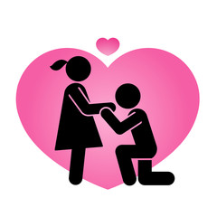 Pictogram representing a couple in love. A sign and symbol of romantic kisses and Valentines.