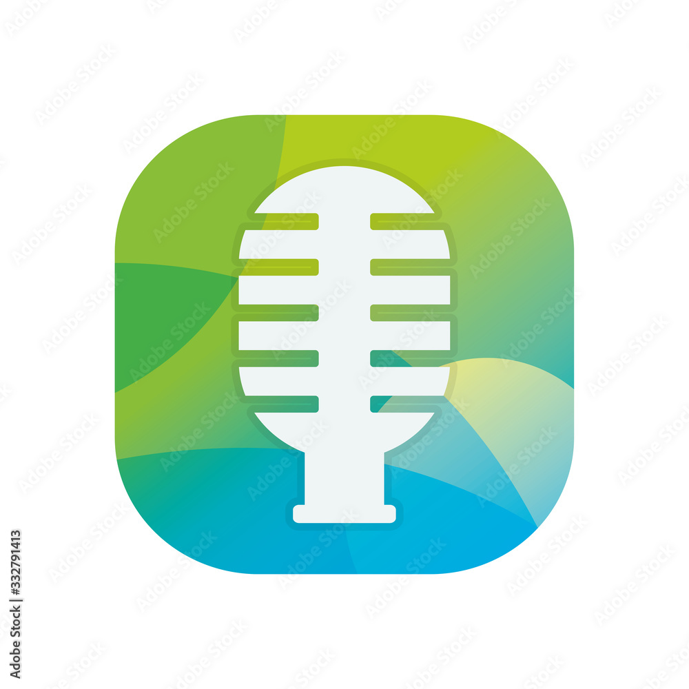 Poster microphone block flat style icon vector design