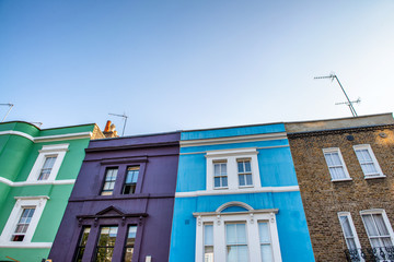 Fototapeta na wymiar Colorful buildings of Notting Hill