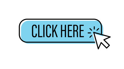 Click here button with arrow pointer clicking. Cursor pointer.