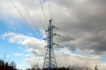power transmission line in cloudy sky